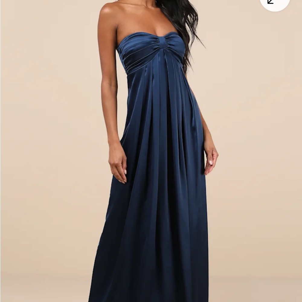Lulu's Midnight Blue Strapless Gown